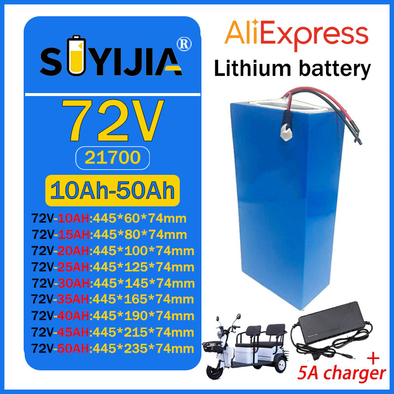 60V 30Ah Electric Scooter Battery - 72V 50Ah、45Ah、20Ah、25Ah、30Ah、35Ah、40Ah、15Ah、10Ahの21700リチウムイオンバッテリーパック。3500Wの高出力、BMS（バッテリー管理システム）搭載。EU/USでの関税免除。+5A充電器付き。